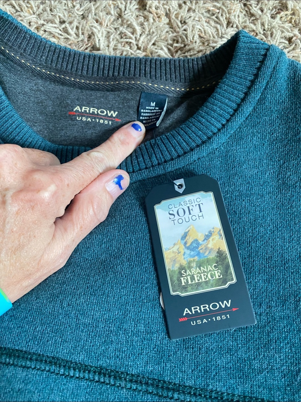 Arrow Men's Teal Crewneck Sweater M